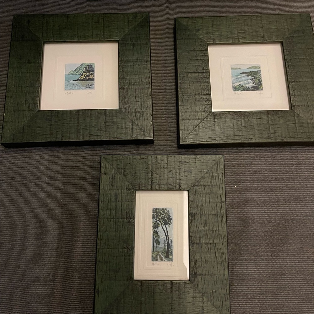 Set of Three Framed Giorgio Ferrari signed and numbered limited edition etchings